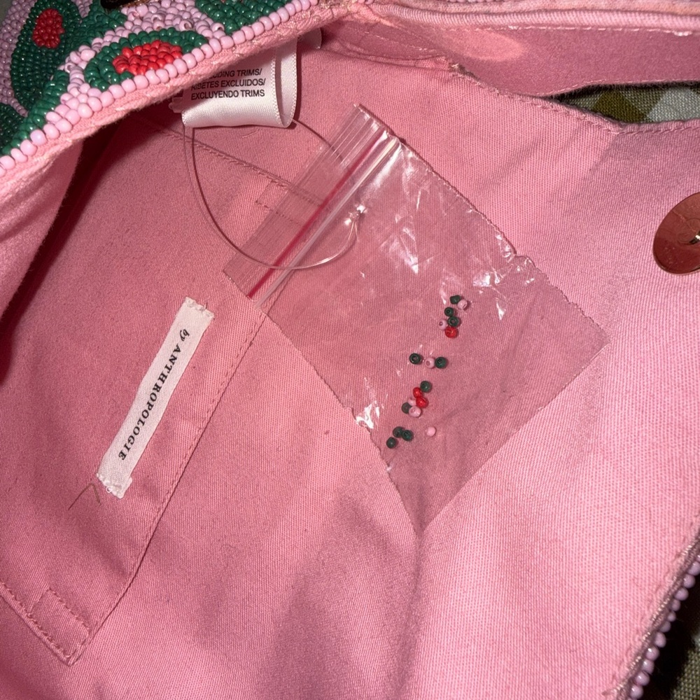 Anthropologie Pink and Green Beaded Bag - Picture 3 of 3
